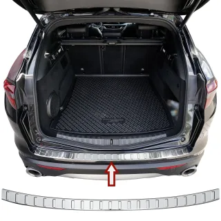 Edelstahl Ladekantenschutz Chrom Stoßstange Schutz Abdeckung mit Abkantung für Alfa Romeo Stelvio ab 2017-