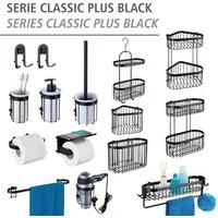 WENKO Badregal Classic Plus Black, 1 Ablage, 1 Korb
