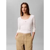 Calvin Klein Jeans Langarmshirt LS WOVEN LABEL 2X2 RIB SCOOP NEC Mit Rundhalsausschnitt, regular fit