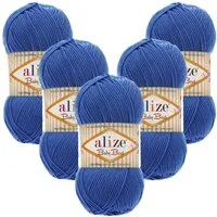 Alize 5 x ALIZE Baby Best 141 Royal Blue Häkelwolle, 240 m, Babywolle,Viskose,Anti-Pilling,Babygarn