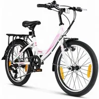 Vankel Kinderfahrrad 20 Zoll Jugendrad MTB mit Drehgriff und Schutzblechen, 7 Gang, Kettenschaltung, Sportliches Rad für Freizeit, Parkwege und Kurzstrecken