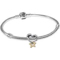 Pandora Charm-Armband DamenGeschenkset Glücksstern und Herz