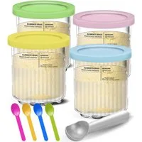 FOUORTUNATE-BEE Eisbereiteraufsatz 4 Stück Behälter für Ninja Creami Deluxe Pints, Zubehör für 680 ml Eisbehälter für NC500 NC501-Serie, Eiscreme Behälte mit Deckel für Ninja Eismaschine, Zubehör für Ninja Creami Ice Cream Maker
