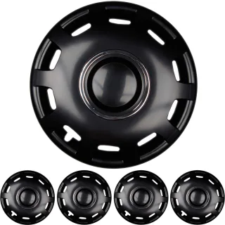 15 ZOLL 4x PREMIUM DESIGN Radkappen Radzierblenden "Alabaster" in Schwarz