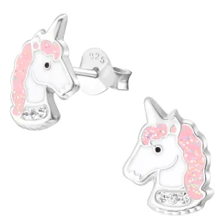 Pinke Einhorn Ohrringe aus 925 Silber