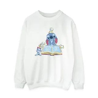 Disney - "Lilo & Stitch Reading A Book" Sweatshirt für Damen (Weiß)