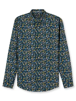 OLYMP - Gemustertes Langarmhemd blau - Gr. - XL