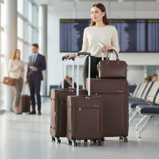 Leichtes braunes Soft-Casing-Koffer 8-Rad-Reisegepäck