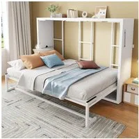 REDOM Funktionsbett mit sicherer Wandverriegelung, geräuscharmem Klappmechanismus (Wandklappbett aus Metall und Holz kombiniert 140x200 cm), ohne Matratze