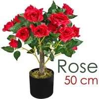 Kunstblume Rose Rosenstock Rosenbusch Kunstpflanze Künstliche Pflanze Auswahl Rose, Decovego, Höhe 50 cm