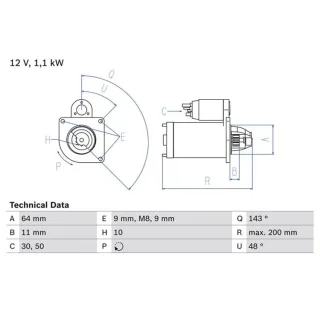 Bosch Anlasser 1,1 kW Abarth Alfa Fiat Ford Jeep Lancia 0986024020