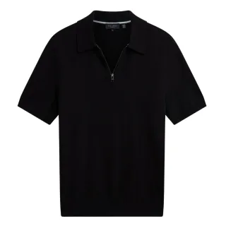 Ted Baker Fourd Polohemd Mit Fischgrätstich Und Reißverschluss, Schwarz
