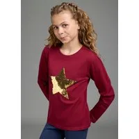 KIDSWORLD Langarmshirt STERN Langarm, taillierter Schnitt, mit glitzernden Pailletten