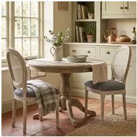 HOMCOM Esszimmerstuhl Küchenstuhl mit Rattan-Rückenlehne, Leinenoptik, Sessel, Stühle (Gepolsterter Polsterstuhl, 2 St), im Französischen Stil, für Wohnzimmer, Esszimmer, Grau