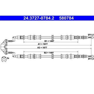 ATE Handbremsseil hinten L?nge 1677 Opel Zafira A F75