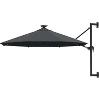 furnicato Sonnenschirm zur Wandmontage mit LEDs 300 cm Anthrazit, LxB: 300x300 cm