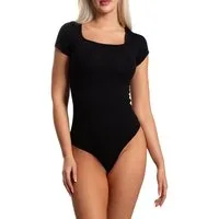 Alkato Kurzarmbody Kurzarm Bodysuit mit Rundhalsausschnitt
