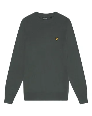 Lyle & Scott Rundhalspullover aus Baumwoll-Merinowolle – Dunkelgrün