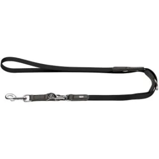 Dog Sport HUNTER verstellbare Hundeführleine wolmar biothane x leder schwarz 1,6 cm