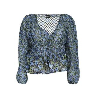 Bluse mit floralem Druck und gerafftem Bund