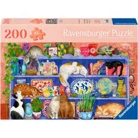 Ravensburger Puzzle Feel Well & Puzzle, Katzen im Regal, 200 Puzzleteile, XL, für Erwachsene, Made in Europe