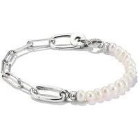 THOMAS SABO Charm-Armband Charm Club Connect: Perlen und Paperclip mit einem Connect Link, mit Süßwasserzuchtperle