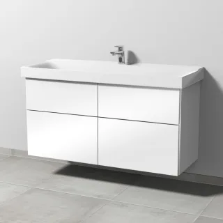 Sanipa 3way Waschtischunterbau zu Geberit Xeno2 Waschtisch mit 4 Auszügen, Weiß-Glanz BS66478