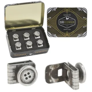 Sir Redman Knopfclips kein Annähen notwendig 6er Set Metall old silver. Die praktische Lösung zum schnellen Befestigen von Hosenträgern am Hosenbund.