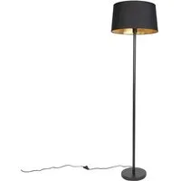 Qazqa Stehlampe Simplo, ohne Leuchtmittel, Warmweiß, QAZQA Stehlampe, e27, Schwarz, Textil, Modern