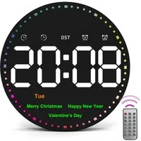 MOPUEA Wanduhr Elektronische Digitaluhr elektronische leise Wanduhr 10'' Desktop-Uhr (Dekobeleuchtung, Thermometer, Wecker)
