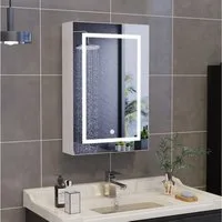 zebery Spiegelschrank Badezimmerschrank mit LED-Beleuchtung (Set, 1-St., Badezimmerspiegelschrank mit Spiegel und 1 Türen) Wandschrank mit 3 Ablage, Touchschalter, 70 x 50 x 13 cm