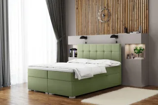 Boxspringbett Schlafzimmerbett ABELT 180x220cm in Stoff Matt Velvet Pistazie