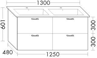 Burgbad Waschtischunterschrank zu Keramik-Waschtisch Sys30 PG4 Sana 601x1250x480 Asteiche Natur, WVM WVMM125F6025