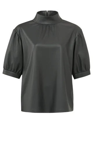 Yaya - Top aus Kunstleder grau - Gr. - 36