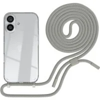 EAZY CASE Handykette Silikon Kette Unifarbe für Apple iPhone 16 6,1 Zoll, Schutzhülle zum Umhängen Hülle mit Umhängeband Kettenhülle Grau Taupe
