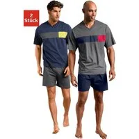 le jogger® Pyjama (Packung, 4 tlg., 2 Stück) mit Colourblock-Einsätzen