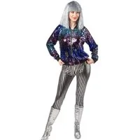 Orlob Kostüm Disco Paillettenjacke Blau Lila 80er 90er Jahre für Erwachsene