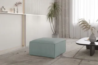 Polsterhocker Designerhocker CELES PREMIUM 65x65 cm in Stoff Scala Saphirblau
