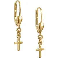 JEVELION Paar Ohrstecker 585 Gelbgold Kreuz-Ohrhänger Kreuzanhänger Gold (Ohrschmuck, 2-tlg., für Damen und Herren), Goldschmuck - Made in Germany