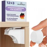 WunderHippo Kindersicherung Magnetische Kindersicherungen 12 Schlösser+3 Schlüssel, weiß