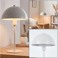 hofstein Tischleuchte moderne Nachttischlampe aus Metall in Weiß, ohne Leuchtmittel, RetroTischlampe, Ø20cm, 36cm, Schalter, 1 x E14, ohne Leuchtmittel.