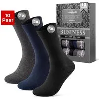 sockenkauf24 Businesssocken 10 Paar Herren Socken Premium Business Socken mit Komfortbund (10-Paar) atmungsaktive Baumwolle, ohne Naht, verpackt in einer edlen Box
