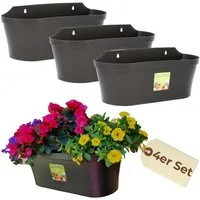 GarPet Blumentopf 4er Set Wand Blumentopf Pflanz Gefäß Blumen Kasten Wandampel Anthrazit