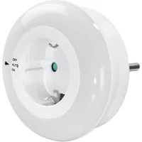 Hama LED Nachtlicht LED Nachtlicht mit Steckdose, Lichtsensor, Berührungsschutz, Ein-/Ausschalter, LED fest integriert, Tageslichtweiß
