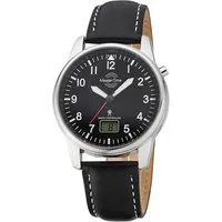 MASTER TIME Funkuhr MTGA-10715-61L, für Herren mit Lederband