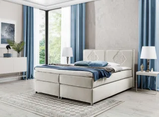 Boxspringbett Schlafzimmerbett Bett DAMIANO DELUX Stoff Beige 180x200cm