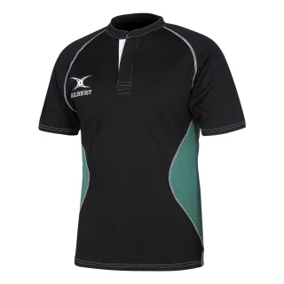 Gilbert - Rugby-Shirt für Herren, Regulär, Raglanärmel (Schwarz/Grün)