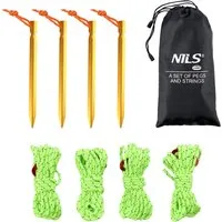 NILS CAMP Zelthering Set mit 10 Zeltheringen und 4 Spannschnüren Zeltzubehör, (14-St), hochwertiges Campingzubehör