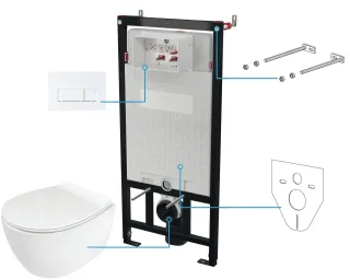 Neuesbad Serie 600 Wand-WC Set inkluisve Sitz + Spülkasten inklusive Betätigungsplatte weiss NB1CDLA6ZPW1