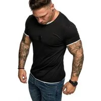 Amaci&Sons T-Shirt LAKEWOOD Herren Slim-Fit Basic Shirt Doppel Farbig mit Rundhalsausschnitt